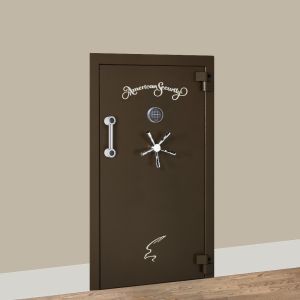 Amsec VD803XSF Vault Door - Textured Black with Brass hardware as Shown